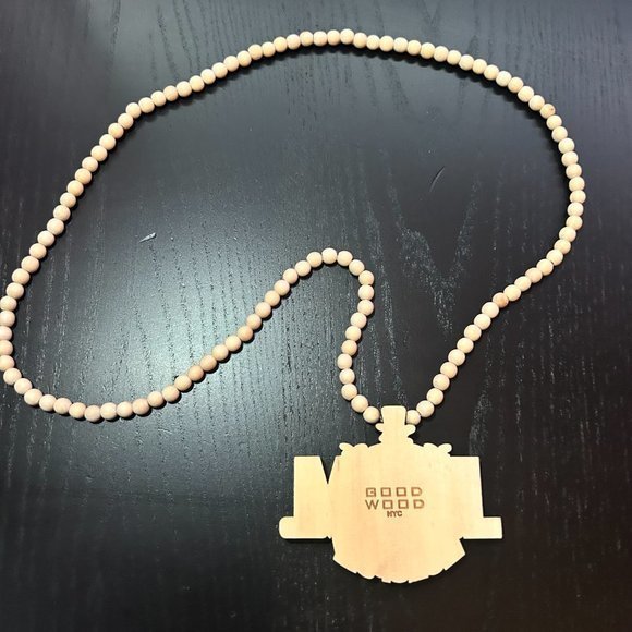 GoodWood NYC Brick Squad Monopoly Necklace Wooden Pendant Wooden Beaded - Picture 3 of 4